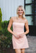 Sexy Cute Simple Pink Spaghetti Straps A-line Short Homecoming Dresses ,QB0656