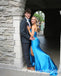 Sexy Blue Strapless Sweetheart Mermaid Long Prom Dresses Party Dresses to Impress with High Slit ,WGP1373