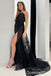 Mermaid Black Lace Appliques Lace UP Back Strapless Evening Ball Gown Maxi Long Formal Dresses Prom Dresses with High Slit ,WGP986