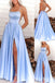 Sexy Side Slit Lace up Back A-line Spaghetti Straps Party Dress Long Prom Dresses to Impress ,WGP1530