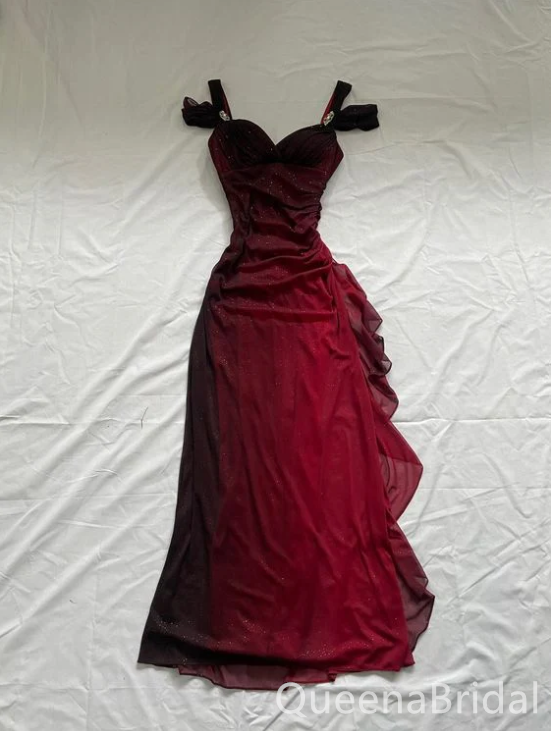 Shiny Burgundy Sweetheart Sheath Party Dress Long Prom Dresses to Impress ,WGP1656