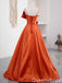 Orange A-line Spaghetti Straps Bow Evening Ball Gown Maxi Long Evening Party Prom Dresses ,WGP1009