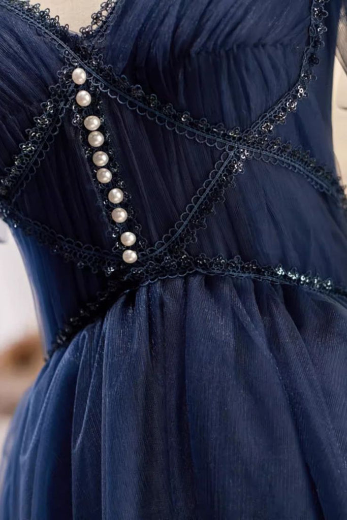 Navy Blue Sweetheart Off Shoulder Lace Up Back A-line Graduation Party Short Homecoming Dresses Formal Evening Party Dresses, QB0827