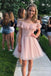 Elegant Pink Lace Appliques A-line Graduation Party Short Homecoming Dress Formal Evening Party Dress, QB0838