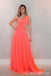 Orange One Shoulder A-line Evening Gown Long Evening Party Prom Dresses  ,WGP1268