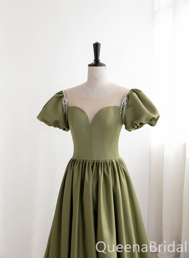 Elegant Green Illusion Sweetheart A-line Long Party Dress Prom Dresses,WGP1742