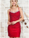 Red Cute Sweetheart Spaghetti Straps Beaded Mermaid Short Homecoming Dresses , QB0540