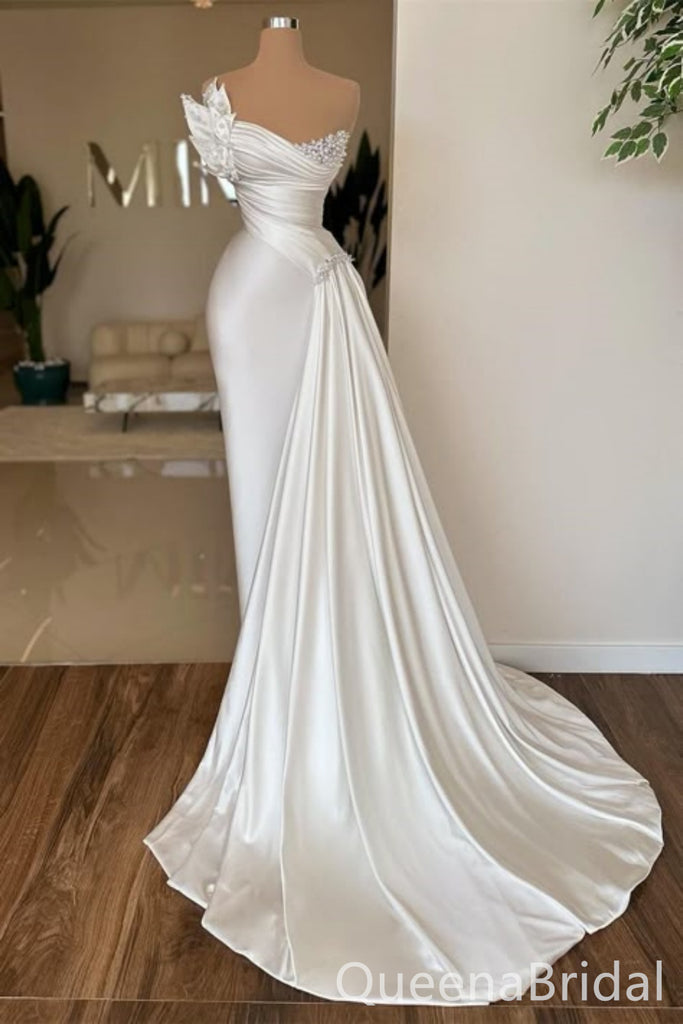 Gorgeous White Strapless Mermaid Evening Gown Long Evening Party Prom Dresses, WGP1271