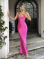 Sexy Bright Pink Spaghetti Straps Backless Long Mermaid Evening  Prom Dresses ,WGP407