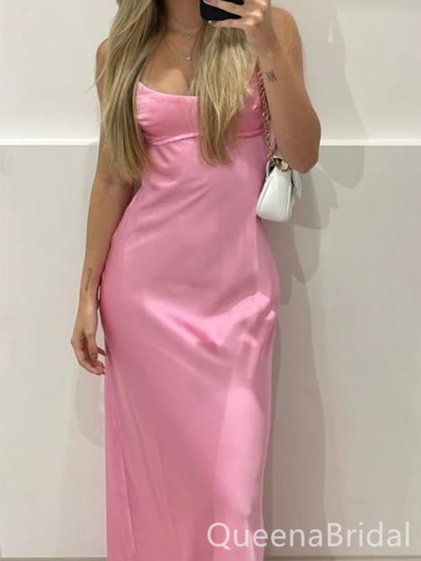 Sexy Candy Pink Spaghetti Straps Long Mermaid Evening  Prom Dresses ,WGP400