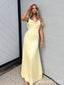 Gorgeous Light Yellow Sheath Pearl Straps Party Dress Long Prom Dresses to Impress ,WGP1659