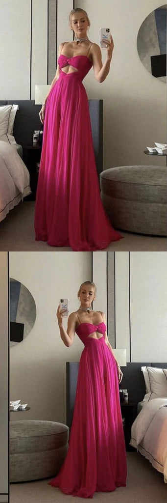 Gorgeous Hot Pink Spaghetti Straps Sweetheart A-line Party Dress Long Prom Dresses to Impress ,WGP1560