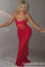 Sexy Red Spaghetti Straps Lace Appliques V Neck Long Party Dress Long Prom Dresses to Impress ,WGP1409