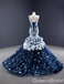 Blue Sweetheart Embroidery Sleeveless Lace up Back Mermaid Ball Gown Party Dress Long Prom Dresses to Impress ,WGP1490