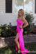 Sexy Strapless Hot Pink Side Slit Sheath Long Party Dress Long Prom Dresses to Impress ,WGP1459