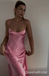 Sexy Pink Simple Spaghetti Straps Sheath Party Dress Long Prom Dresses to Impress ,WGP1664