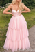 Elegant Spaghetti Straps V Neck A-line Tiered Fluffy Long Birthday Party Dress Long Prom Dresses to Impress ,WGP1461