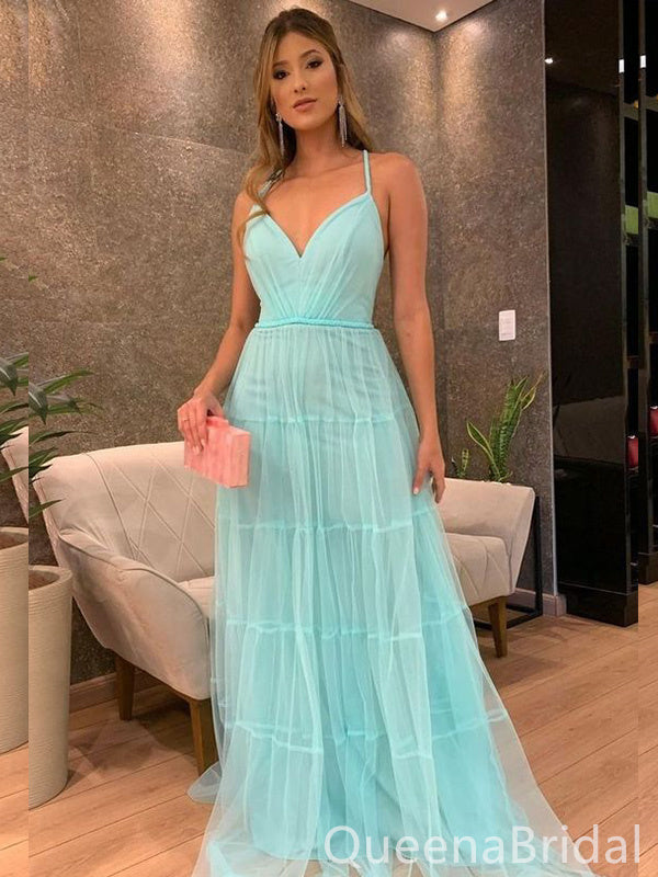 Mint Green Spaghetti Straps Sweetheart Evening Gown Long Evening Party Prom Dresses, WGP1277