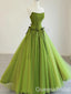 Green Strapless A-line Lace up Back Party Dress Long Prom Dresses to Impress ,WGP1493