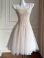 Sparkle Pearl Pink Lace Up Back A-line Graduation Party Short Homecoming Dresses Formal Evening Party Dresses, QB0831