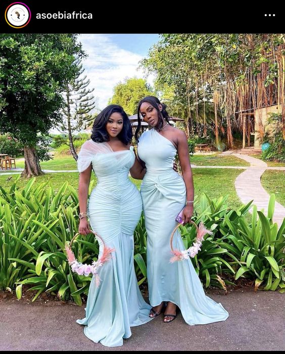 Mismached Elegant Blue Pleats One Shoulder Simple Cheap Mermaid Long B QueenaBridal Mismached Elegant Blue Pleats One Shoulder Simple Cheap Mermaid Long B QueenaBridal