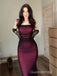 Sexy Burgundy Tulle Mermaid Holiday Party Dress, Evening Dress, WGP2282