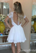 Sexy V Neck Lace Beaded A-line Graduation Party Short Homecoming Dresses Formal Evening Party Dresses, QB0832