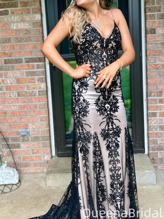 Sexy V-neck Spaghetti Strap Mermaid Long Formal Gown to Impress,WGP2000