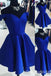 Navy Blue Sweetheart Off Shoulder A-line Graduation Party Short Homecoming Dresses, QB0798