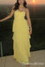 Sexy Yellow Strapless A-line Tiered Party Dress Long Prom Dresses to Impress ,WGP1531