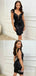 Sexy Black Mermaid Sparkly Open Back Plunging Short Homecoming Dresses Tight ,QB0632