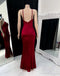 Red Mermaid Spaghetti Straps Evening Gown Maxi Long Evening Party Prom Dresses ,WGP1086