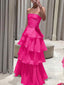 Elegant Fuchsia Strapless A-line Ruffled Evening Gown, Prom Dress, WGP2283