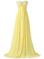 Strapless Beaded Yellow Sweetheart A-line Long Party Dress Prom Dresses,WGP1748