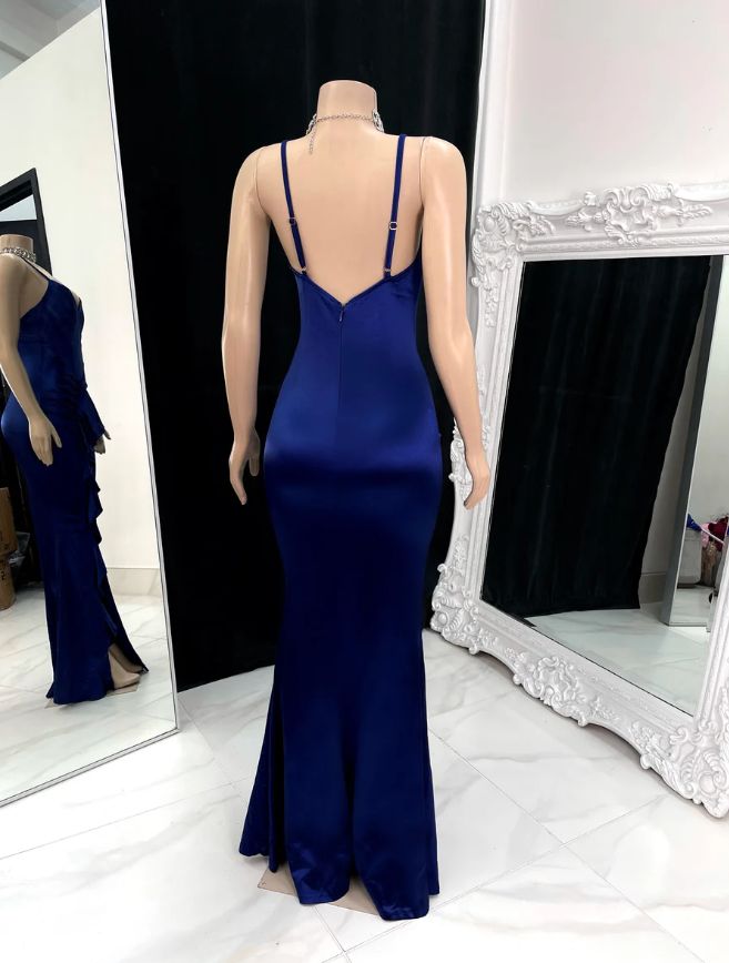 Blue Mermaid Spaghetti Straps Evening Gown Maxi Long Evening Party Prom Dresses ,WGP1087