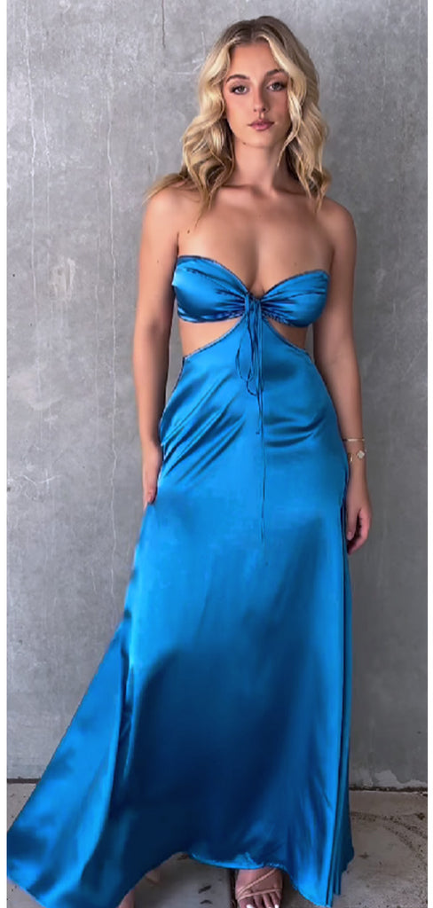 Unique Royal Blue Sleeveless Lace Up Back A-Line Evening Prom Dresses,WGP466
