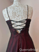 Sexy Burgundy Pleats Spaghetti Straps Lace up Back Party Dress Long Prom Dresses to Impress ,WGP1668