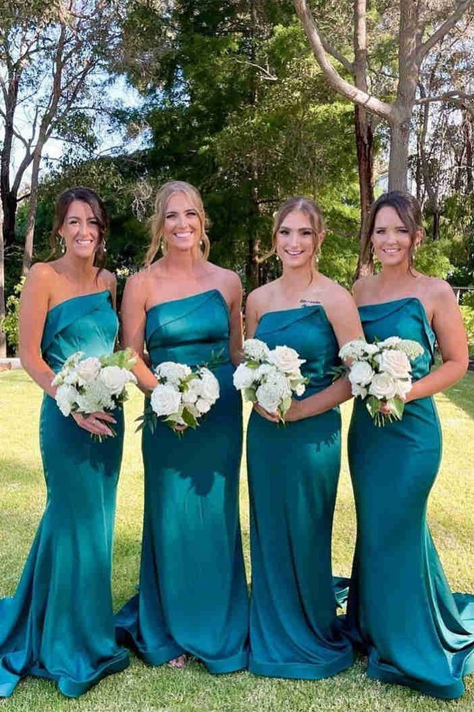 Sexy Mermaid Strapless Cheap Maxi Long Bridesmaid Dresses Online,BDS0149