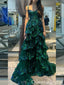 Sparkle Green Sweetheart A-line Tiered Evening Gown Long Evening Party Prom Dresses  WGP1280