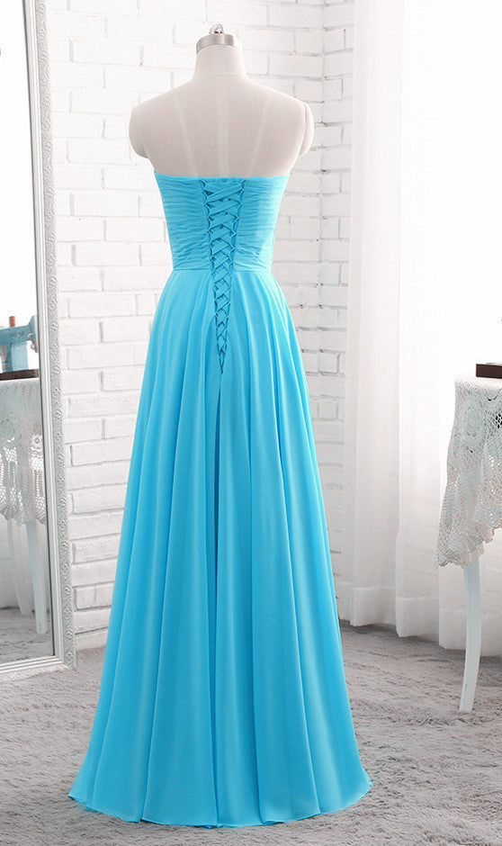 Gorgeous Strapless Sweetheart Beaded Lace up Back A-line Long Party Dress Prom Dresses,WGP1752