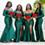 Mismatched Green Mermaid Long Bridesmaid Dresses with Slit ,BDS0216