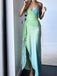 Elegant Light Blue And Agreen Spaghetti Strap Side Slit Lace Up Back Evening Prom Dresses,WGP470