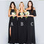 Mismatched Black Sheath Long Bridesmaid Dresses ,BDS0217