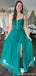 Gorgeous Spaghetti Strap Notched A-line Long Prom Dress Ideas, Evening Party Dresses,WGP2072