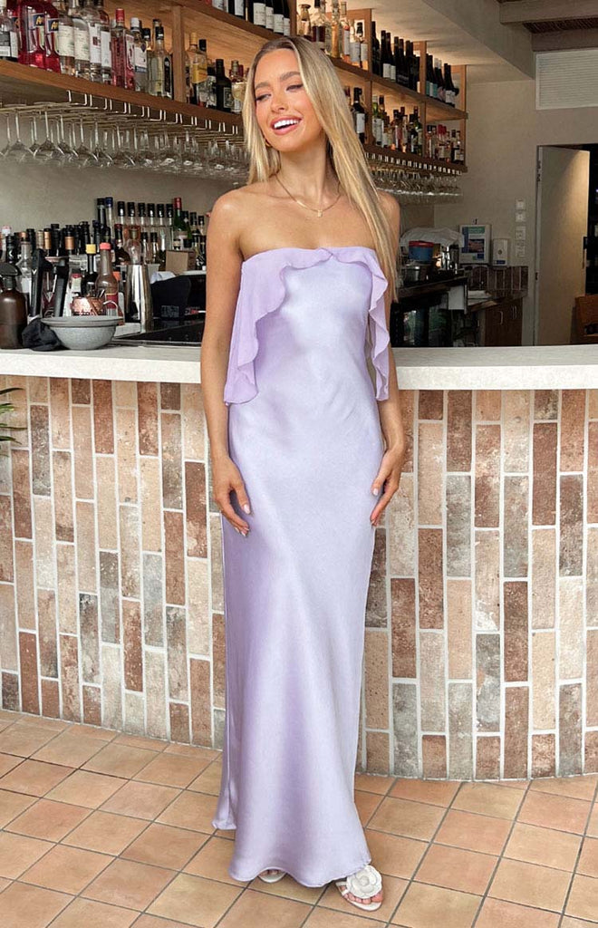 Elegant Unique Light Purple Strapless Ruffles Mermaid Evening Prom Dresses,WGP473