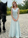 Elegant Mint Green V Neck A-line Long Party Dress Prom Dresses,WGP1756