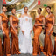 Elegant Orange Off Shoulder Pleats Simple Cheap Mermaid Long Bridesmaid Dresses, BDS0200