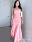 Elegant Light Pink Pleats Mermaid Sleeveless Cheap Simple Evening Prom Dresses,WGP526