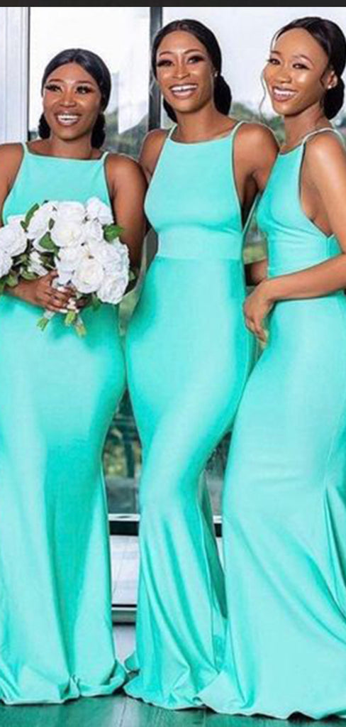 Mismached Elegant Green Square Simple Cheap Mermaid Long Bridesmaid Dresses , BDS0214