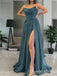 Sexy Strapless High Slit Evening Gown Long Formal Dresses Prom Dresses with Pleats , WGP751